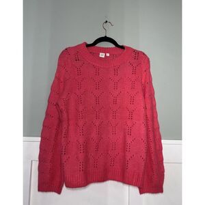 Gap Wool Blend Bright Pink Balloon Sleeve Pullover‎ Sweater  Womens Large